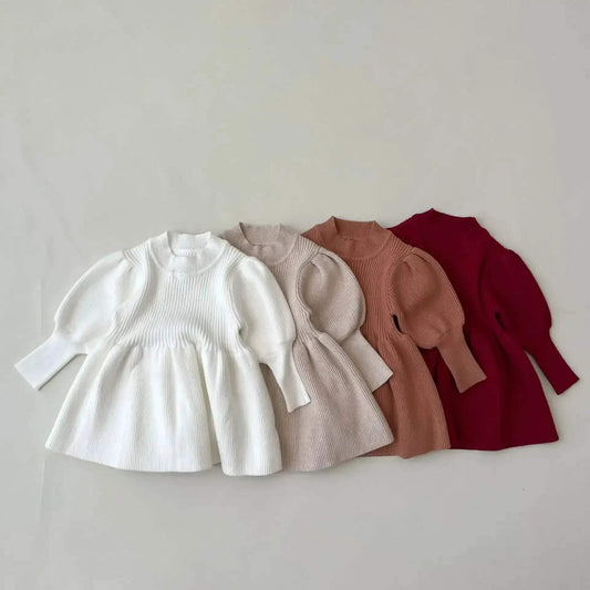 Cozy Winter Knitted Dress For Baby Girl Long Sleeve - ToylandEU™
