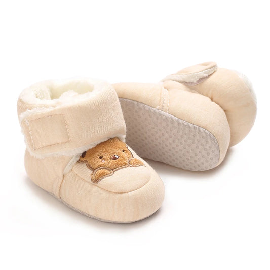 Cozy Winter Padded Cotton Baby Shoes With Cartoon Teddy Bear For 0 To 12 Months Unisex - ToylandEU