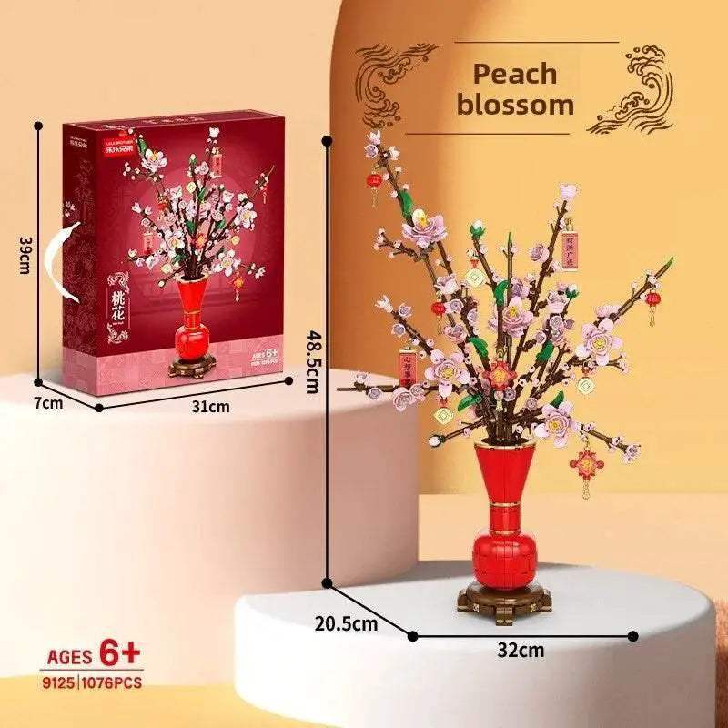 Creative Building Block Bonsai Flower Kit Peach Blossom Narcissus For Kids Home Decor - ToylandEU
