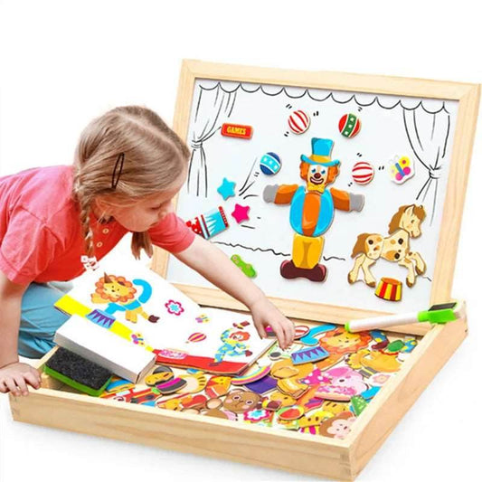 Creative Magnetic Wooden Puzzle Set: 100+ Colorful Figures & Animals - ToylandEU