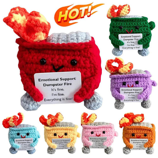 Crochet Dumpster Fire Cute Emotional Support Positive Crochet Dumpster Fire Funny Gifts for Friends and Coworkers - ToylandEU