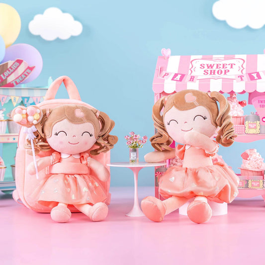 Curls Princess Doll Plush Backpack for Girls - Gloveleya Soft Stuffed Toy Gifts - ToylandEU