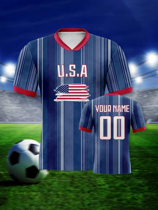 Custom USA Soccer Jerseys Personalize Name And Number - ToylandEU