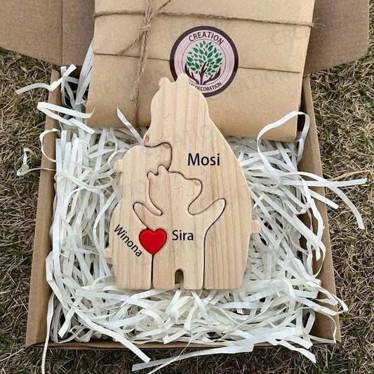 Customizable 3D Wooden Bear Handcrafted Gift For Mom - ToylandEU™
