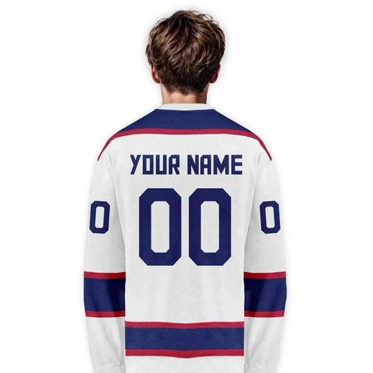 Customizable USA Hockey Jersey - Personalized Ice Hockey Uniform for Men, Women, and Kids - Fan Gear with Custom Name & Number - ToylandEU