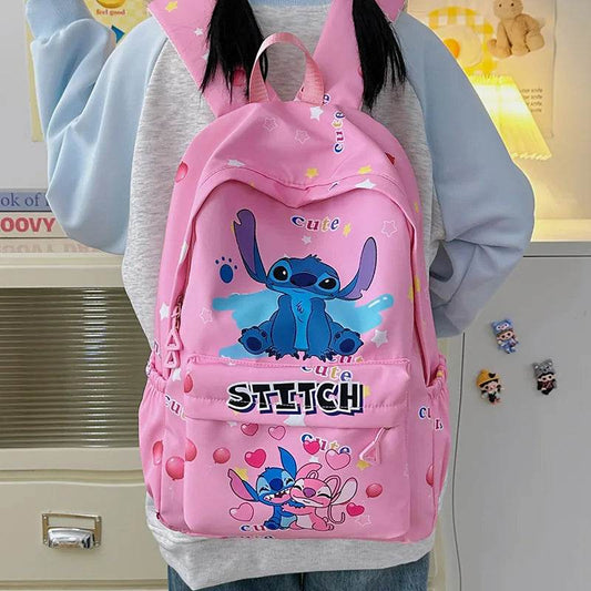 Cute Backpack Stitch Character Diamond Lattice Pattern Lightweight For Primary School Students - ToylandEU