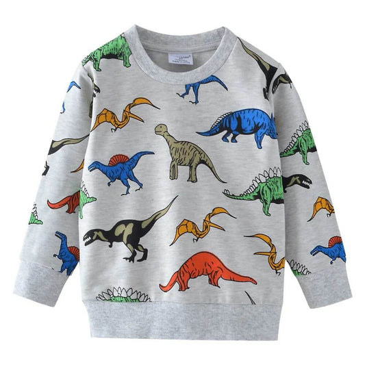Cute Dinosaur Print Long Sleeve Cotton T-Shirt for Baby Boys 2-7 Years - ToylandEU