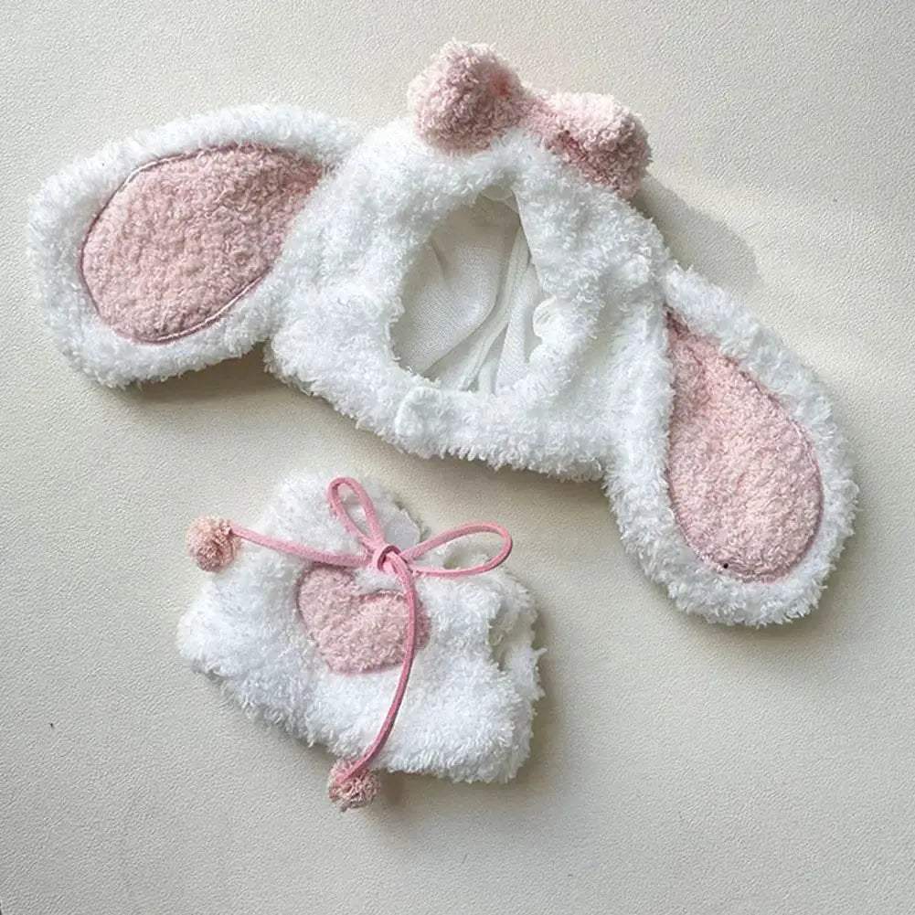 Cute Pink Big Ears Rabbit Suit For 17cm Doll Outfit Accessories - ToylandEU