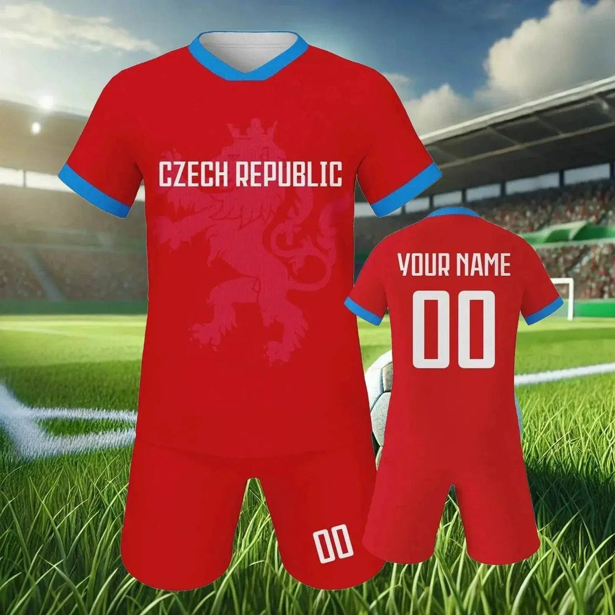 Czech Republic Customizable Kids Football Jersey and Shorts Set for Boys and Girls - Personalized Soccer Team Uniform with Name and Number - Perfect Gift for Fans - ToylandEU™