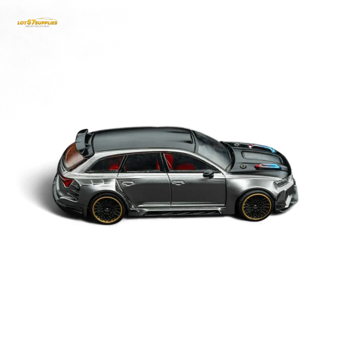 DCM Modified Audi RS6 Wagon Silver/Gray With Ferrari Engine & Openable Hood 1:64 - ToylandEU