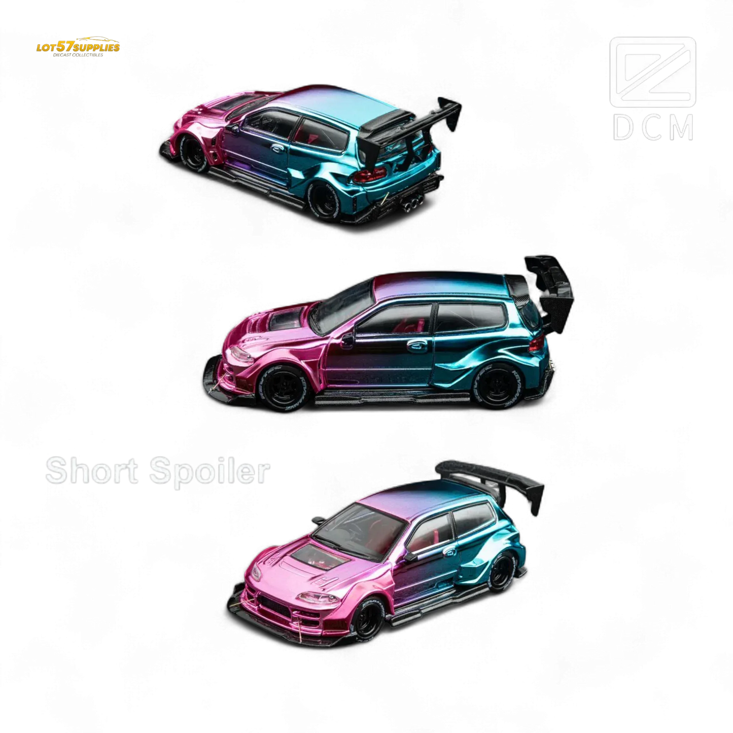 DCM Kevmannz 1996 EG6 Hatchback Wide Body - Dazzling Colorful Short Spoiler 1:64 - ToylandEU