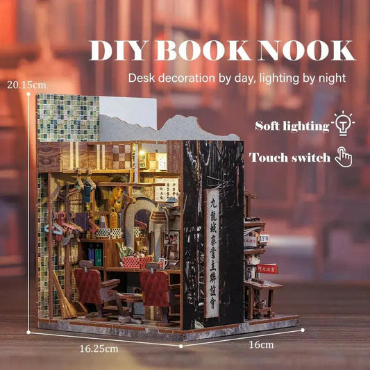 DIY 3D Dollhouse Bookends LED Light Wooden Puzzle Kit - ToylandEU™