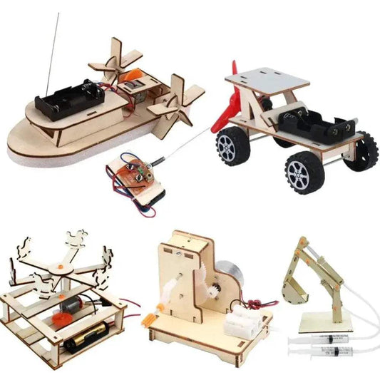 DIY Boat Model Science Toys Kids STEM Electric Educational Teaching Kit 3D Assemble Wooden Boat Toy - ToylandEU™