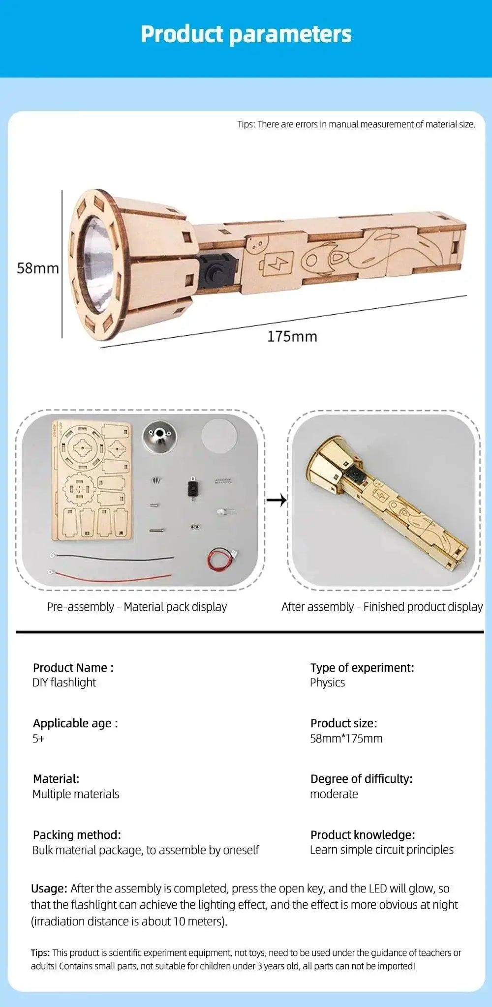 DIY Flashlight DIY Science Experiment Kit & Education Model Toy Physics Science Toys For Children Gift Toy Project - ToylandEU™