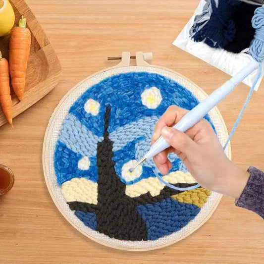 DIY Scenic Punch Needle Embroidery Kit - 20x20cm Frame Set for Beginners, Perfect Handcrafted Home Decor Gift - ToylandEU™