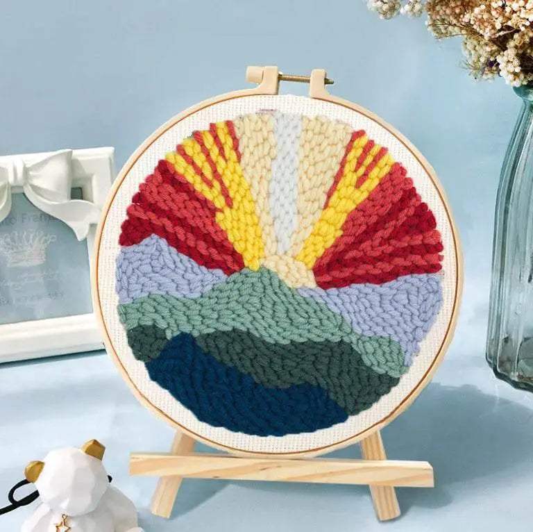 DIY Scenic Punch Needle Embroidery Kit - 20x20cm Frame Set for Beginners, Perfect Handcrafted Home Decor Gift - ToylandEU™