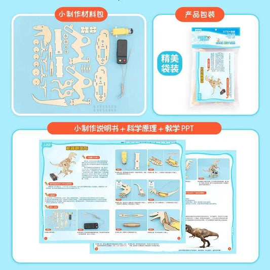 DIY Science Toys Children Educational STEM Kits Dinosaur Model Technology Experimental Tool Wood Puzzle Games School Supply - ToylandEU