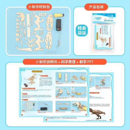 DIY Science Toys Children Educational STEM Kits Dinosaur Model Technology Experimental Tool Wood Puzzle Games School Supply - ToylandEU