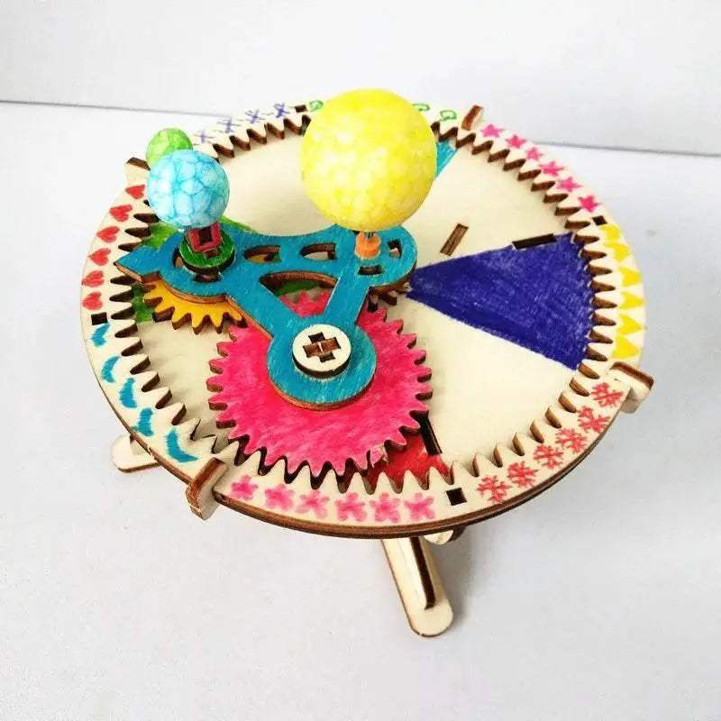 DIY Solar System Model Kit Wooden Puzzle Mechanical Set Assembling Sun Earth Moon Planet Educational Science Toys for Kids - ToylandEU