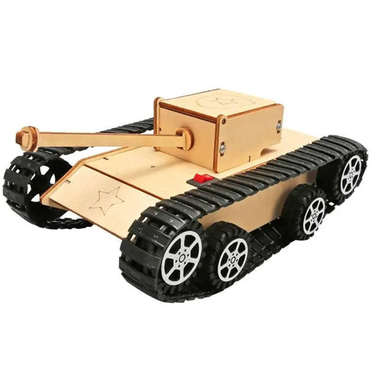 DIY Wooden 3D Puzzle Tank Model Science Kit Assembly Toys Rc Tank Physics Electronic School Project Scientific Experiment Toys - ToylandEU