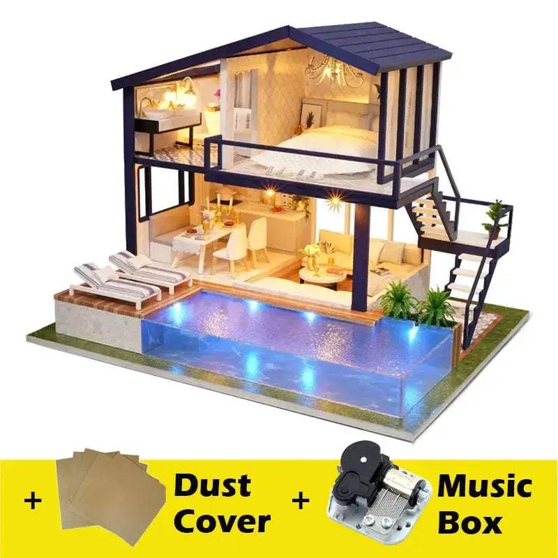 DIY Wooden Doll House Kit With Furniture For Kids Beginners - ToylandEU