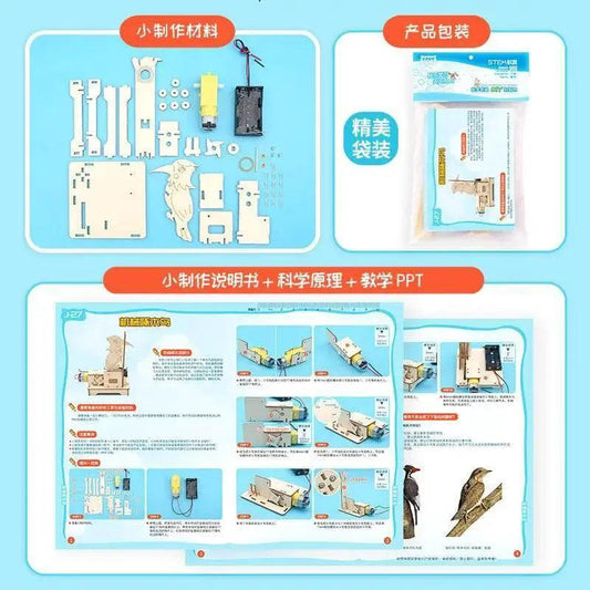 DIY Woodpecker Assemble Model Science Toys Children Technologia Educational STEM Kit Wooden Puzzle - ToylandEU™