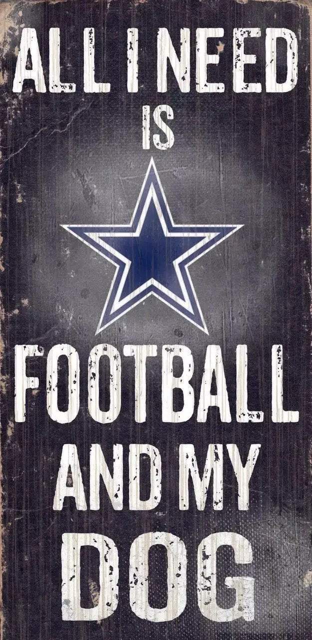 Dallas Cowboys Wood Sign Football And Dog 6 By 12 Inches - ToylandEU™