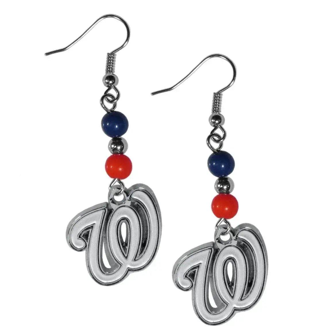 Washington Nationals Dangle Earrings With Team Bead Charm - ToylandEU™