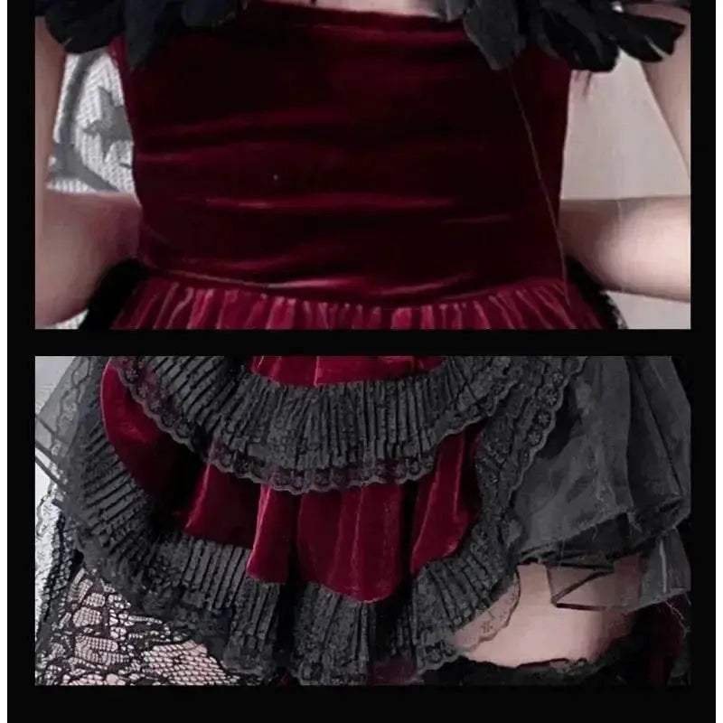 Dark Gothic Dress Lace Halter For Women Witch Costume - ToylandEU