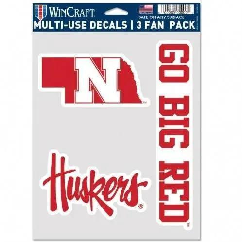 Nebraska Cornhuskers Decal Set 3 Pack Removable Reusable - ToylandEU™