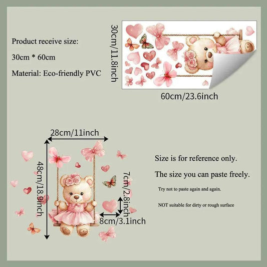 Delightful Cartoon Bear Wall Sticker 30x60cm Toyland EU - ToylandEU™