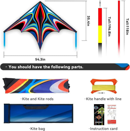 Delta Kite Rainbow Cartoon|328ft Line Nylon|Toylandeu™
