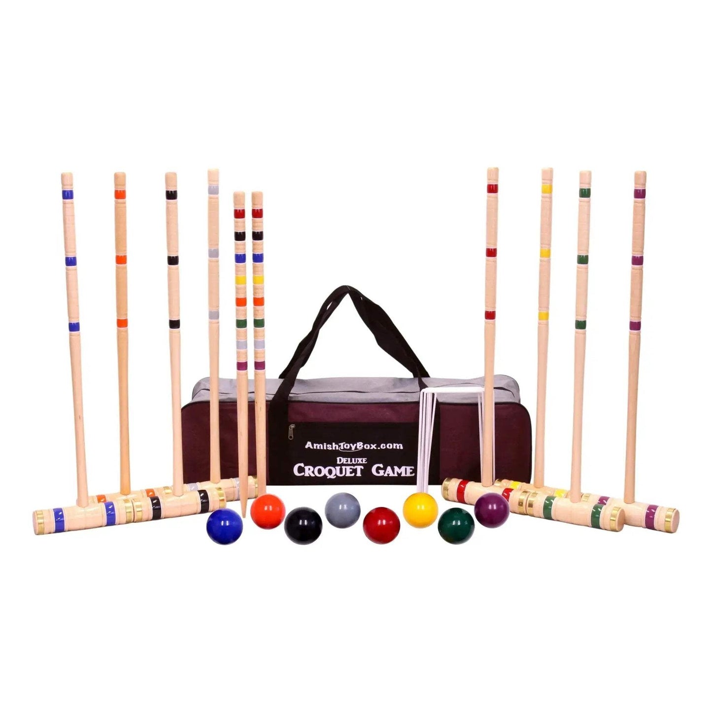 Deluxe 8-Player Croquet Game Set, Wooden Holder or Duffel Carry Bag - ToylandEU