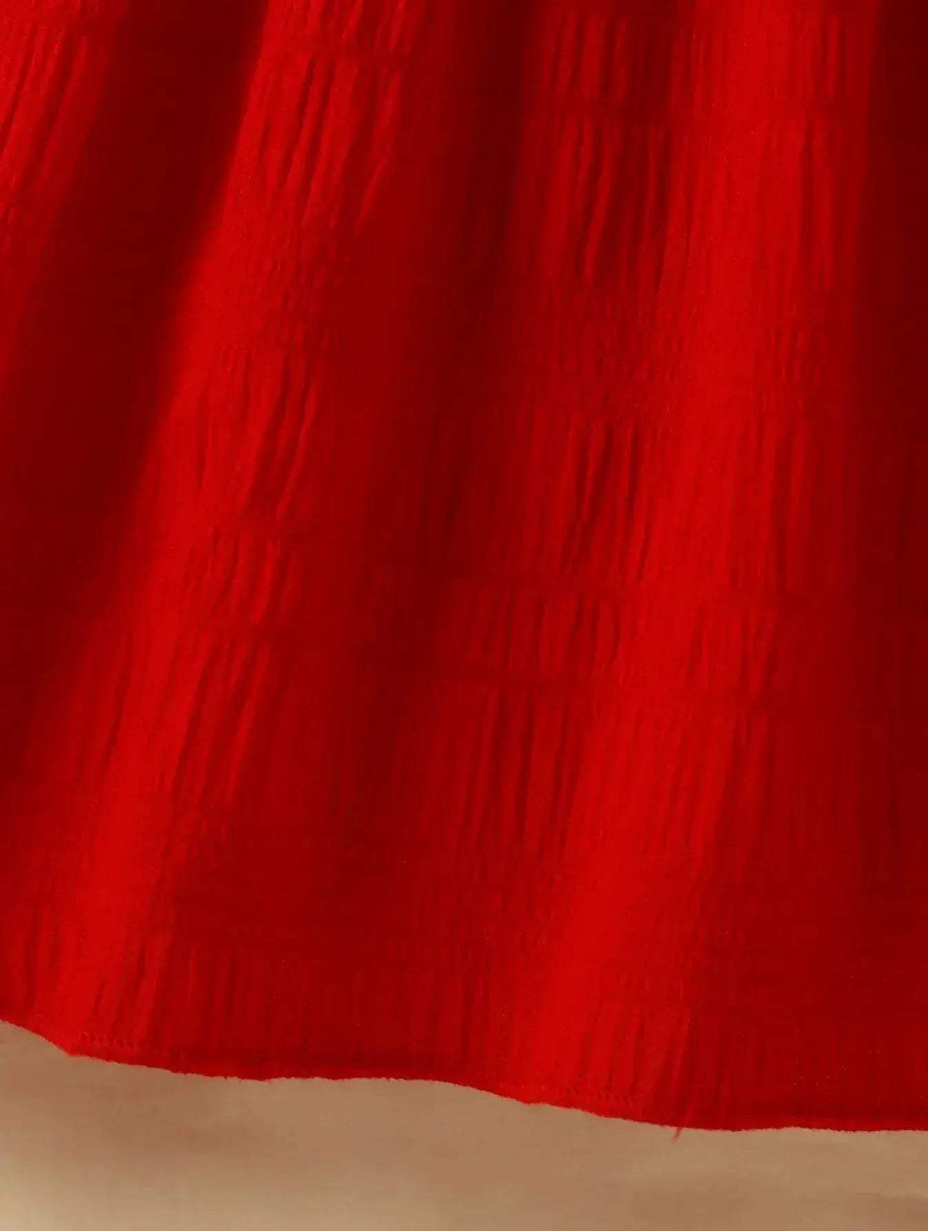 Deluxe Baby Girl Suspenders Dress Red Ruffle Bow Two Piece Set For 0 To 3 Years - ToylandEU