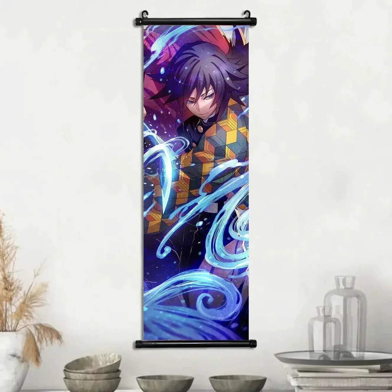 Demon Slayer Scroll Wall Art, Hashira Nezuko Agatsuma Zenitsu Inosuke Scroll Canvas Wall Hanging Painting Home Decor Anime Poster for Bedrooms - CLOUDANIMESTUDIO