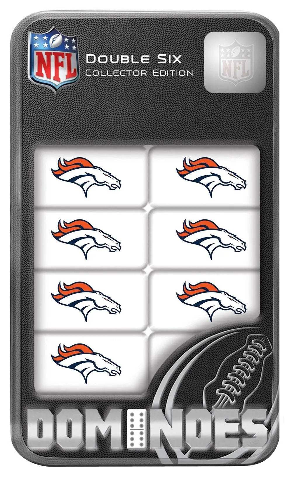 Denver Broncos Dominoes Set With 28 Resin Dominoes In Tin - ToylandEU™