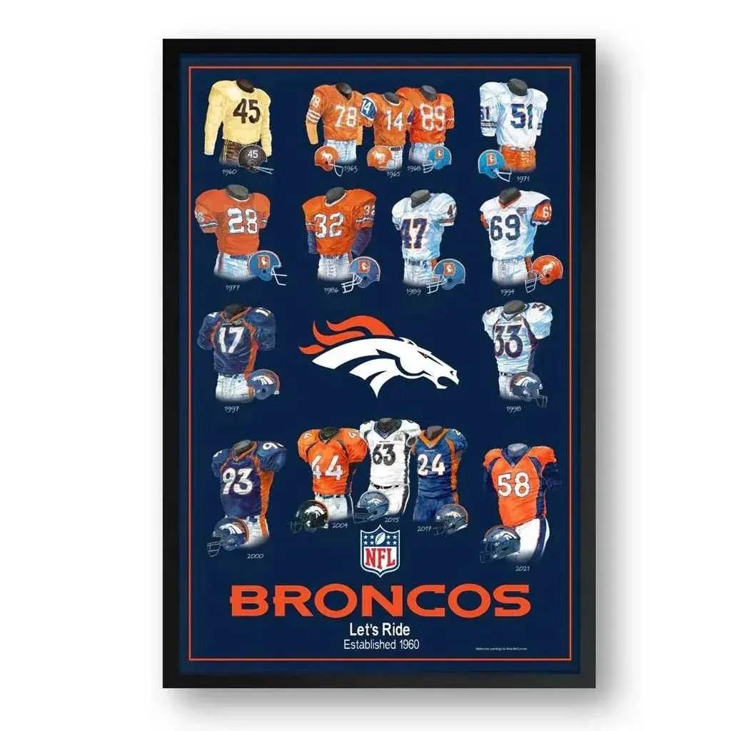 Denver Broncos Framed Print 10x13 Uniform Heritage Art - ToylandEU™