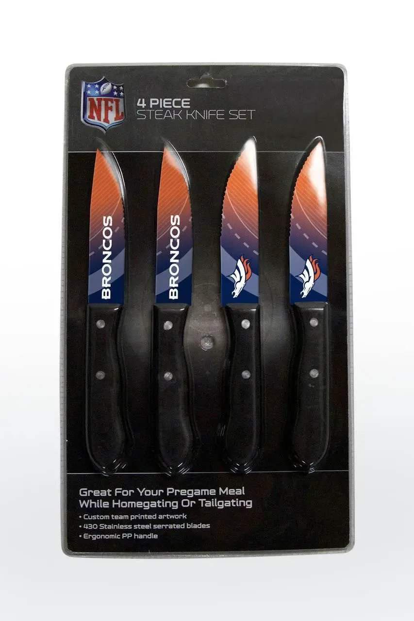 Denver Broncos Knife Set 4 Pack Serrated Stainless Steel - ToylandEU™
