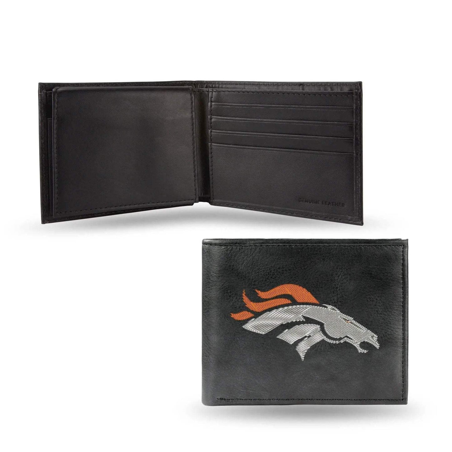 Denver Broncos Leather Wallet Billfold Embroidered Black - ToylandEU™