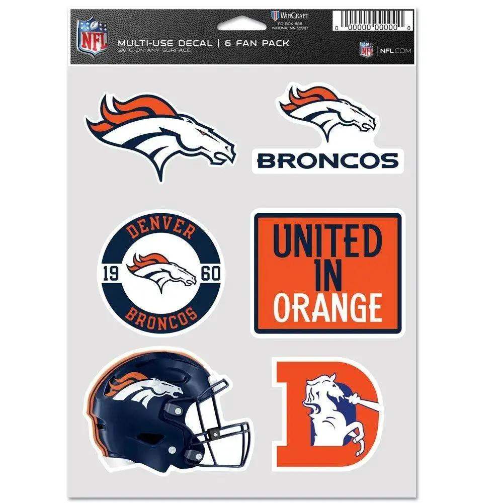 Denver Broncos Multi Use Fan Decal Pack Six Decals - ToylandEU™