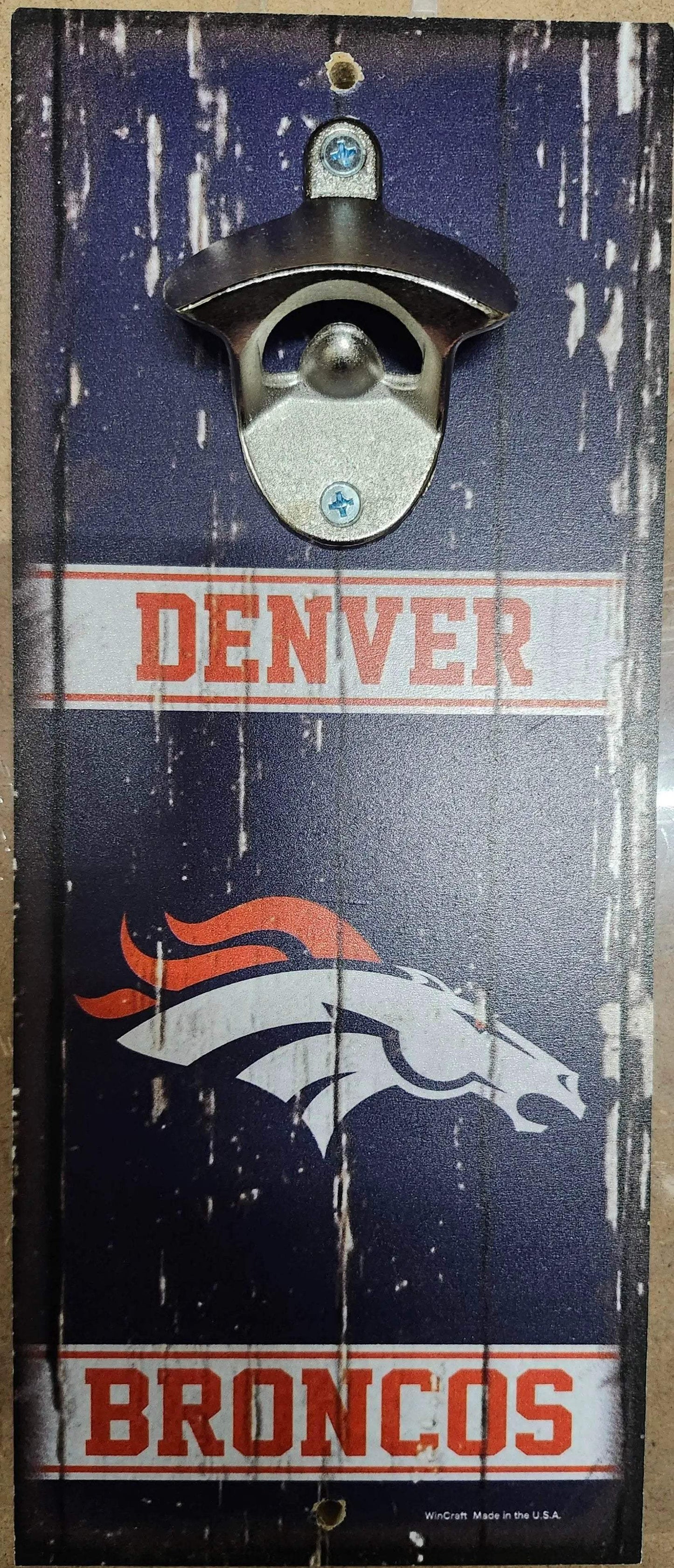 Denver Broncos Retro Wood Sign Bottle Opener 5x11 Inches - ToylandEU™