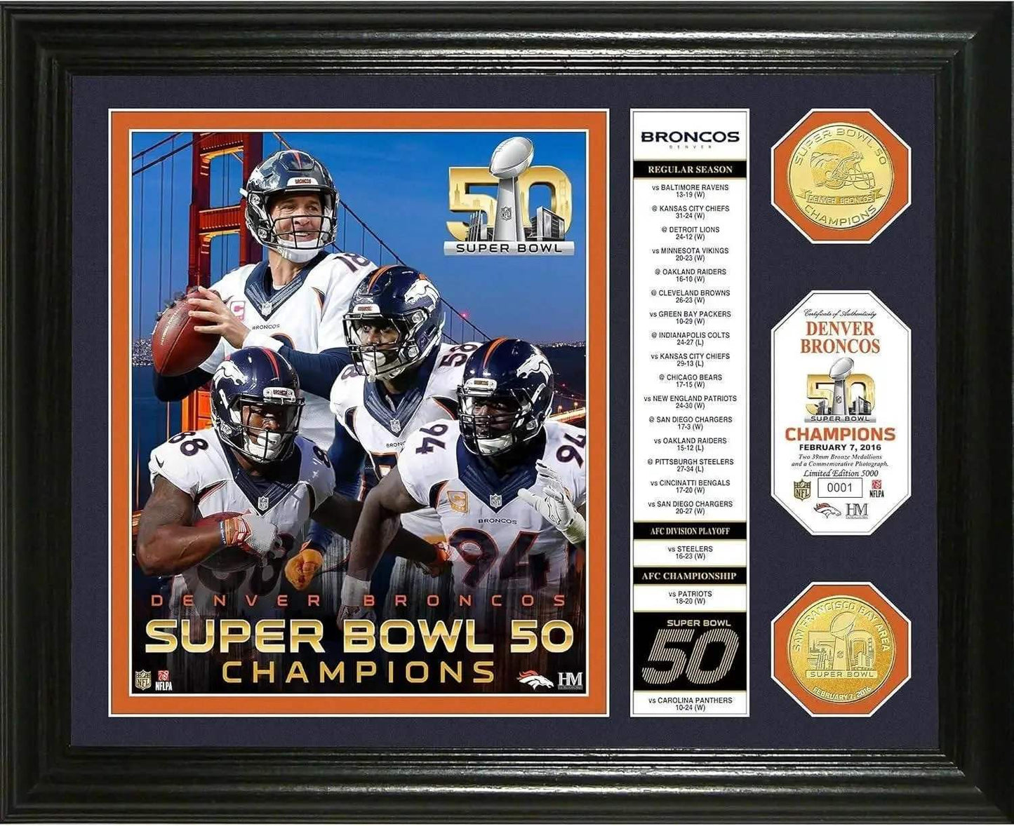 Denver Broncos Super Bowl 50 Wool Banner Champions Coin Mint - ToylandEU™
