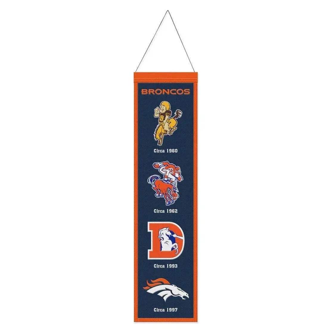 Denver Broncos Wool Banner 8x32 Heritage Evolution Design - ToylandEU™