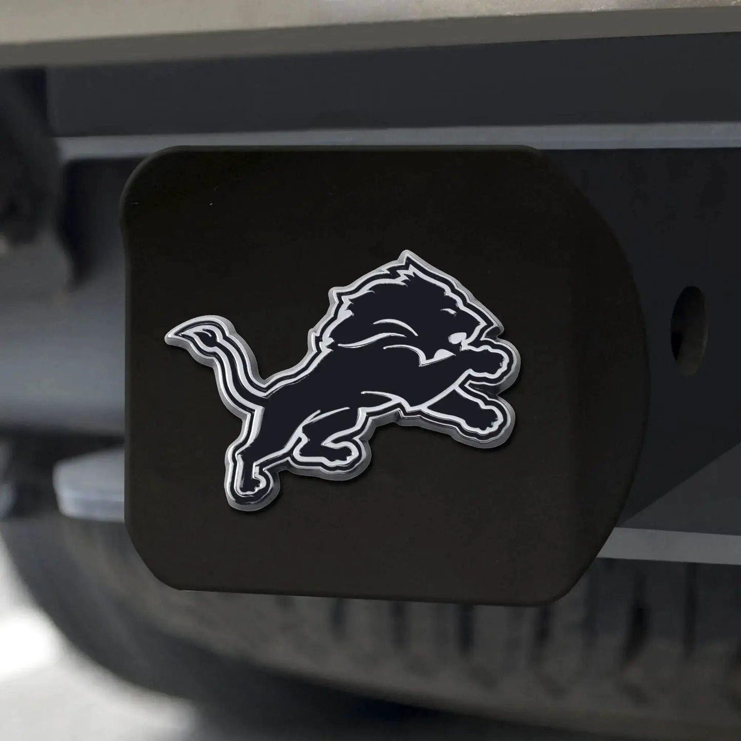 Detroit Lions Chrome Hitch Cover On Black 2 Inch 3D Emblem - ToylandEU™