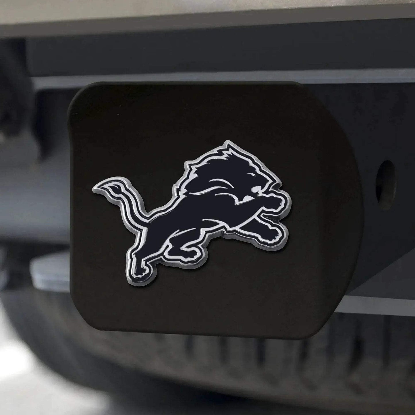 Detroit Lions Chrome Hitch Cover On Black 2 Inch 3D Emblem - ToylandEU™