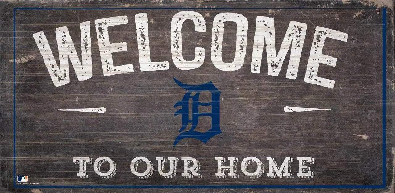 Detroit Tigers Wood Sign 6x12 Welcome To Our Home Design - ToylandEU