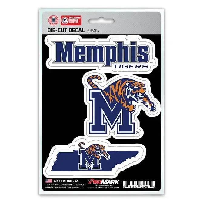 Memphis Tigers Die Cut Decals 3 Pack Premium Vinyl Adhesive - ToylandEU™