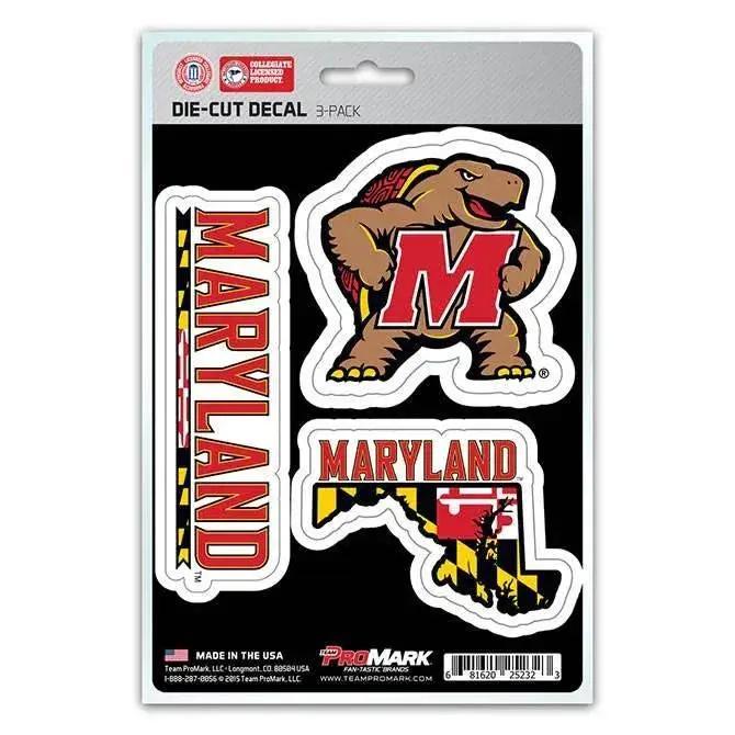 Maryland Terrapins Decal Die Cut Team 3 Pack Premium Vinyl - ToylandEU™