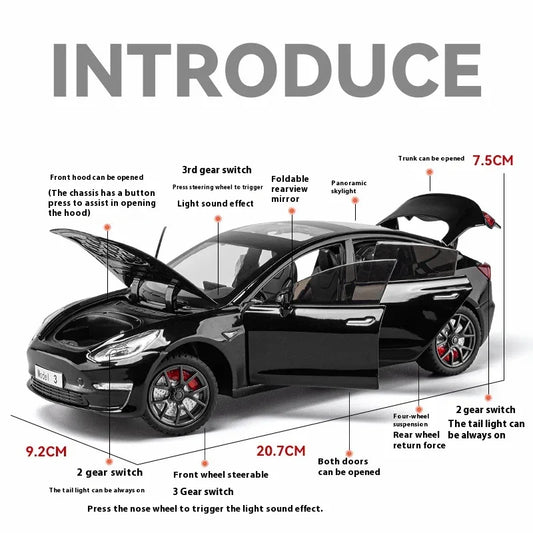 Diecast 1to24 Scale Alloy Car Model With Sound Light For Collectors - ToylandEU