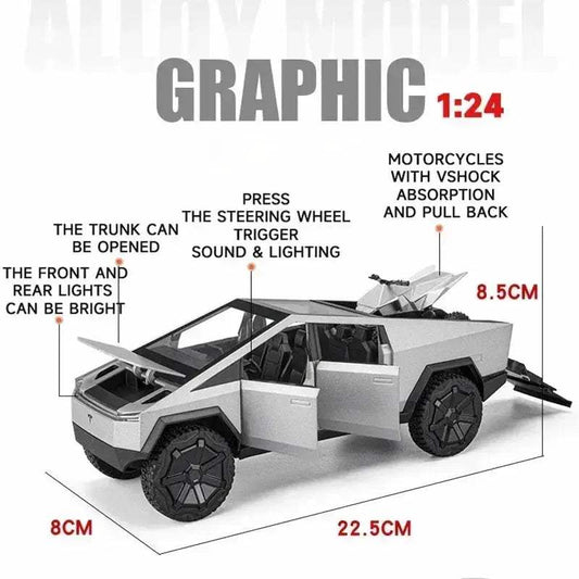 Diecast Alloy Cybertruck Model Car For Kids Gift Durable Metal - ToylandEU